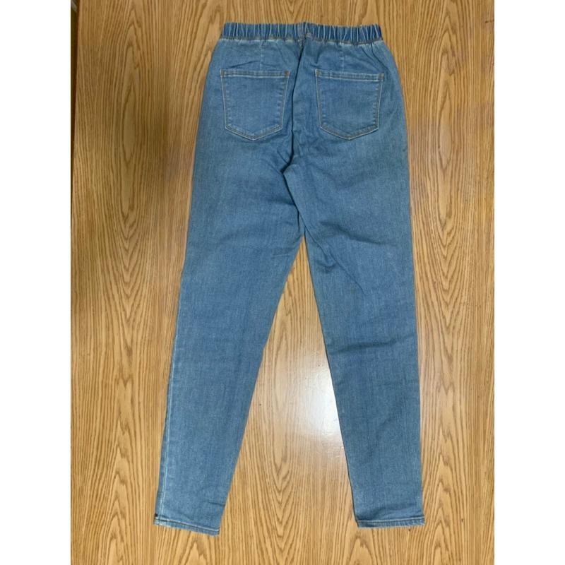 二手極新 女版直筒牛仔褲Lycra萊卡彈性布料 淺藍 中藍 M-細節圖2