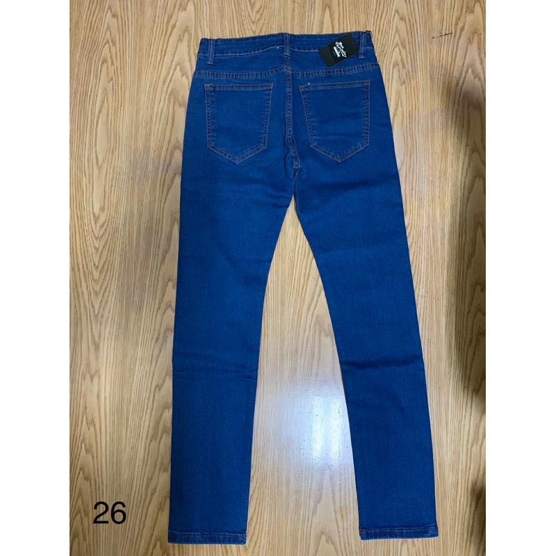 全新男版直筒牛仔褲 破褲 一字割 藍色30腰-細節圖2