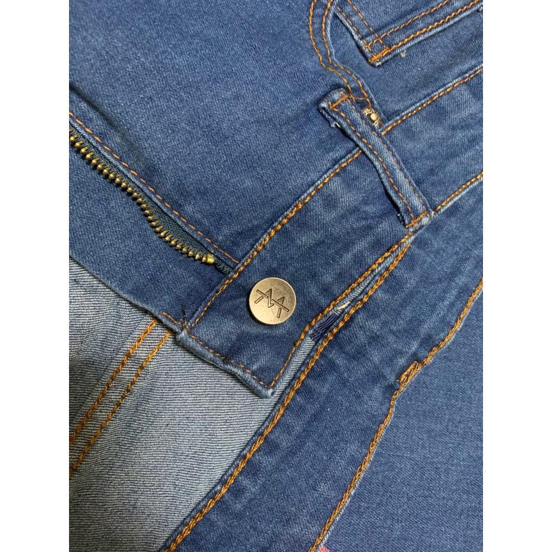 全新男版直筒牛仔褲 破褲 一字割 藍色30腰-細節圖3