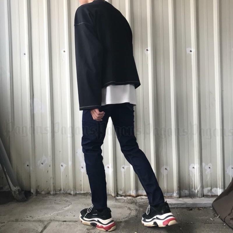 全新韓國 重磅 超彈性 丹寧 牛仔褲 修身 窄版 牛仔長褲 男生 長褲 百搭 休閒-細節圖5