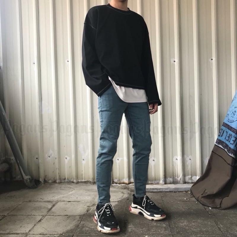 全新韓國 重磅 超彈性 丹寧 牛仔褲 修身 窄版 牛仔長褲 男生 長褲 百搭 休閒-細節圖6