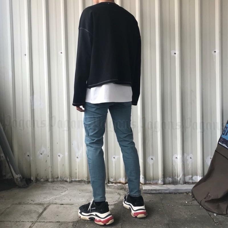 全新韓國 重磅 超彈性 丹寧 牛仔褲 修身 窄版 牛仔長褲 男生 長褲 百搭 休閒-細節圖7