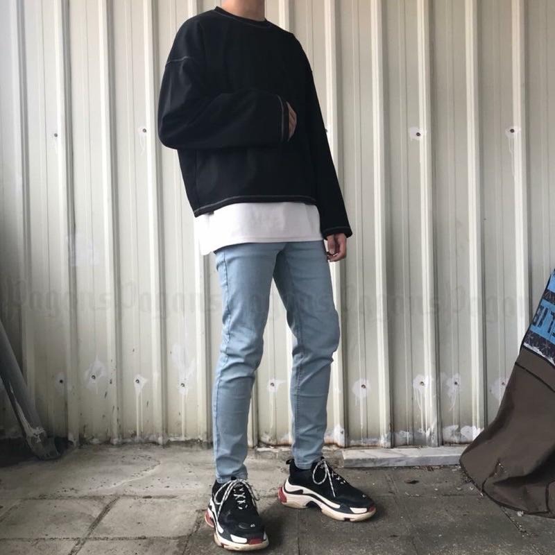 全新韓國 重磅 超彈性 丹寧 牛仔褲 修身 窄版 牛仔長褲 男生 長褲 百搭 休閒-細節圖8