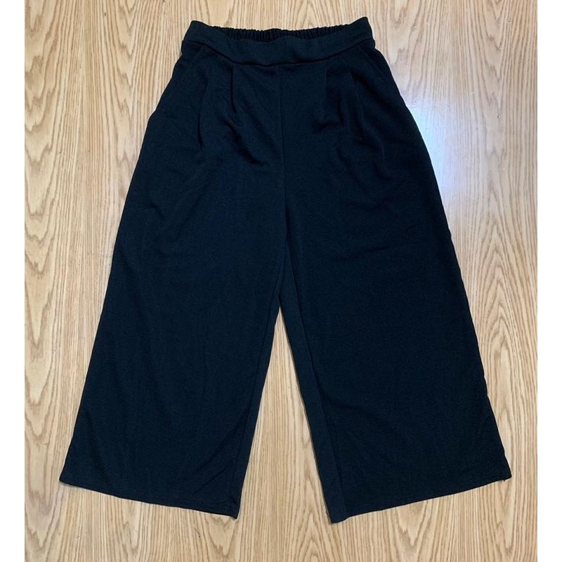 全帶走單件$200 全新 女版前打折素面彈性厚料寬褲 黑色 杏色-細節圖3