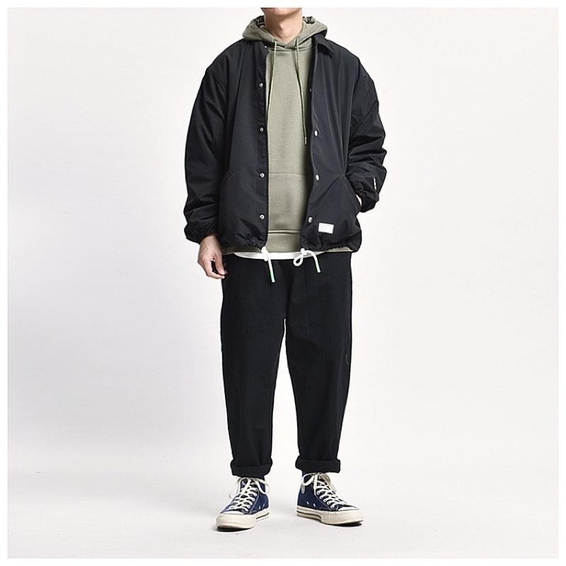 全新現貨 日系寬褲 抽繩褲 黑色 卡其色 軍綠色#9105-細節圖3