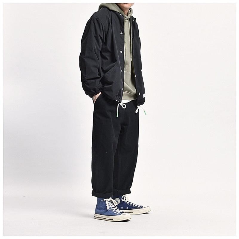 全新現貨 日系寬褲 抽繩褲 黑色 卡其色 軍綠色#9105-細節圖4