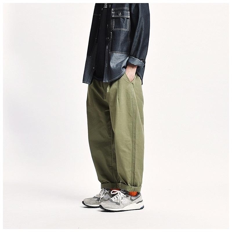 全新現貨 日系工裝褲 寬褲 黑色 軍綠色卡其色#9215-細節圖4