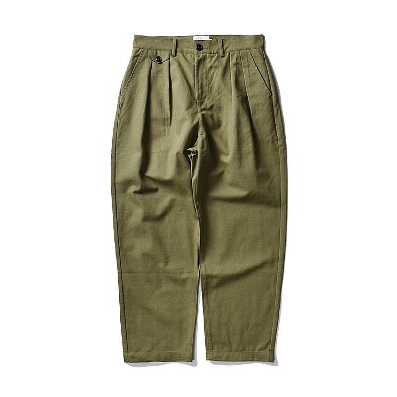 全新現貨 日系工裝褲 寬褲 微錐型M號 軍綠#9212-細節圖3