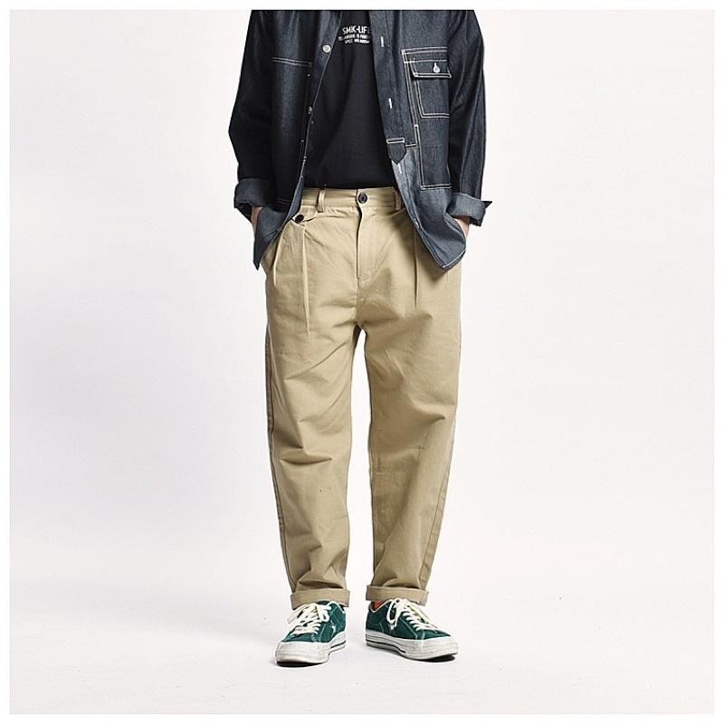 全新現貨 日系工裝褲 寬褲 微錐型M號 軍綠#9212-細節圖4