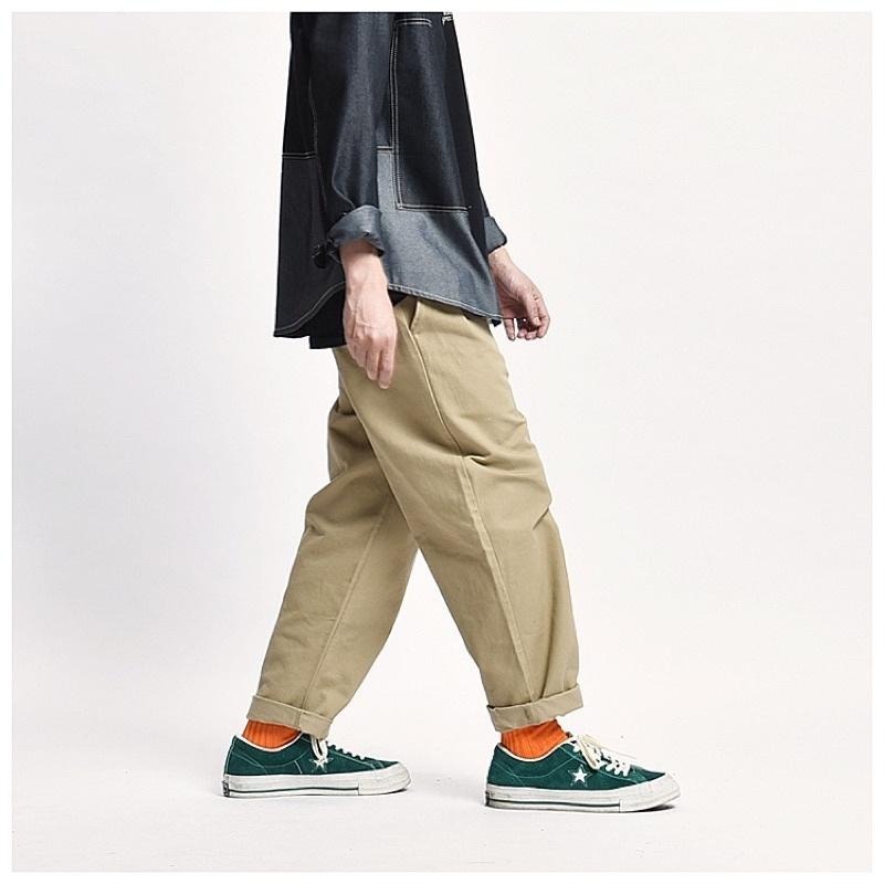 全新現貨 日系工裝褲 寬褲 微錐型M號 軍綠#9212-細節圖6