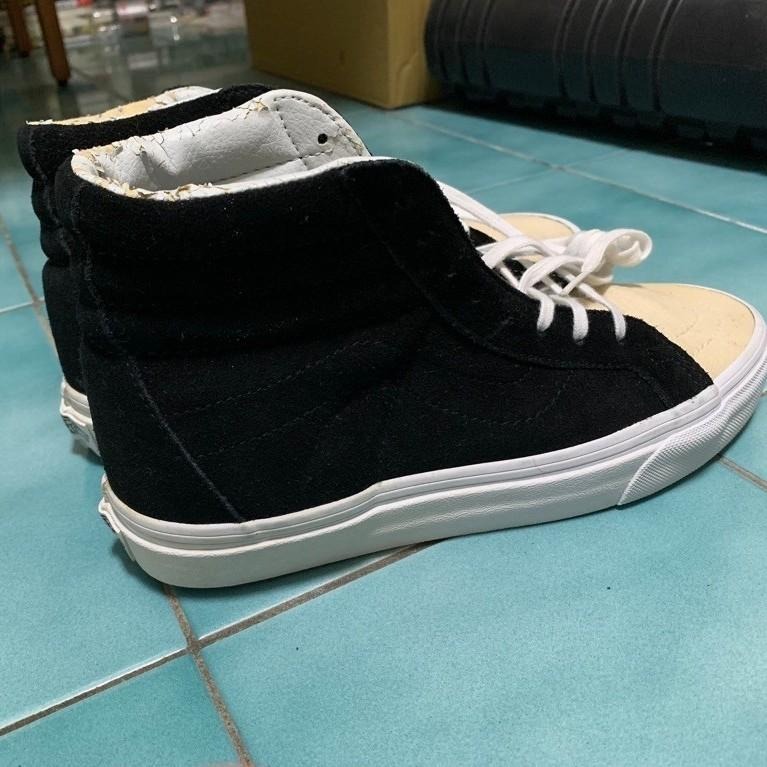 【優惠價600帶走】零碼出清 無原鞋盒 Vans高筒滑板鞋 米白色黑色 US7(25cm)-細節圖5