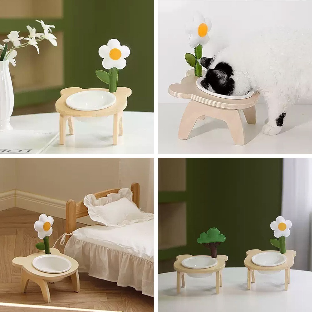 meoof｜小熊餐碗 寵物碗 傾斜寵物碗 陶瓷碗 木質碗架 陶瓷寵物碗-細節圖10