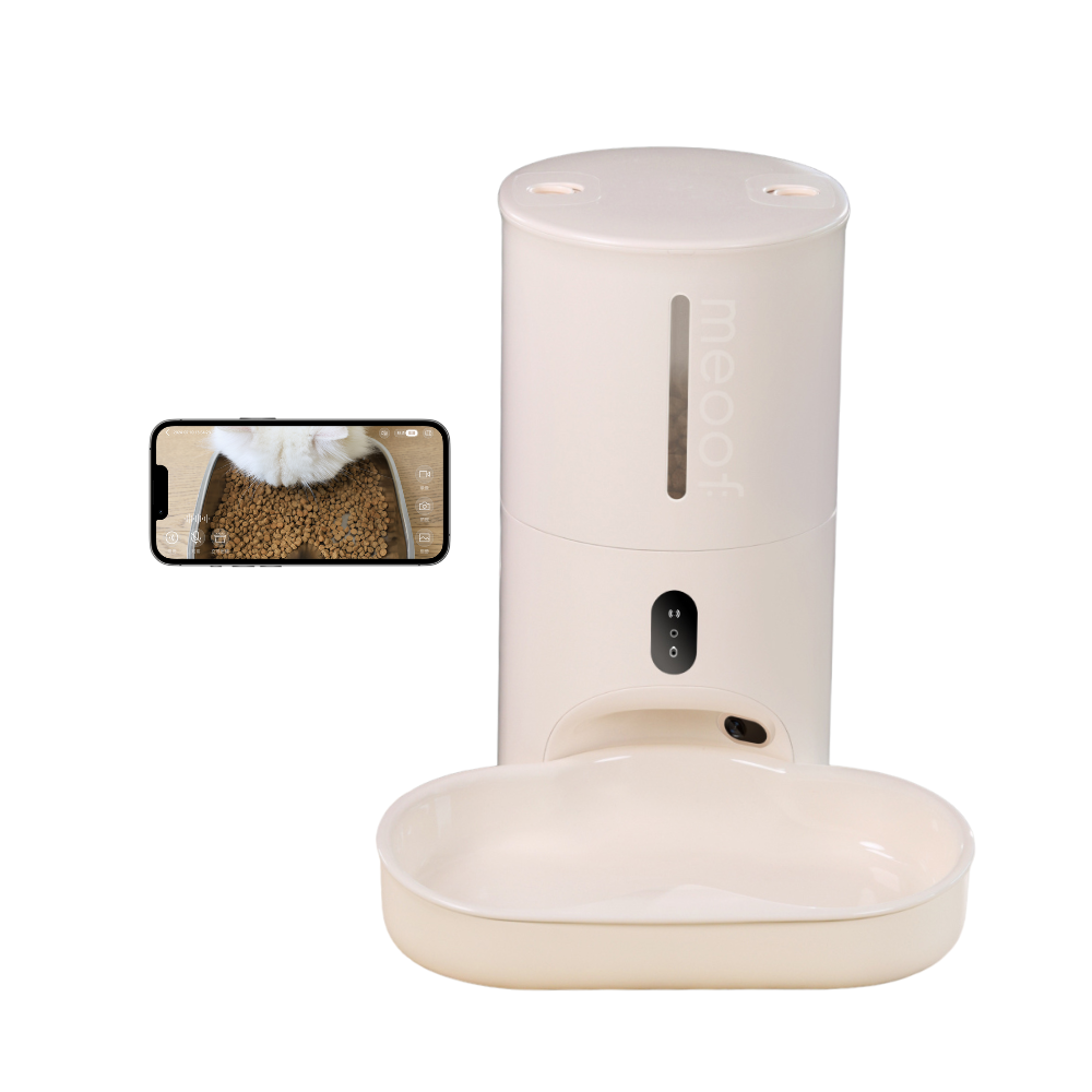meoof 台灣總代理｜蛋捲智能餵食器 標配陶瓷碗 視訊版餵食器 遠端操控連線 可替換單雙碗-規格圖1