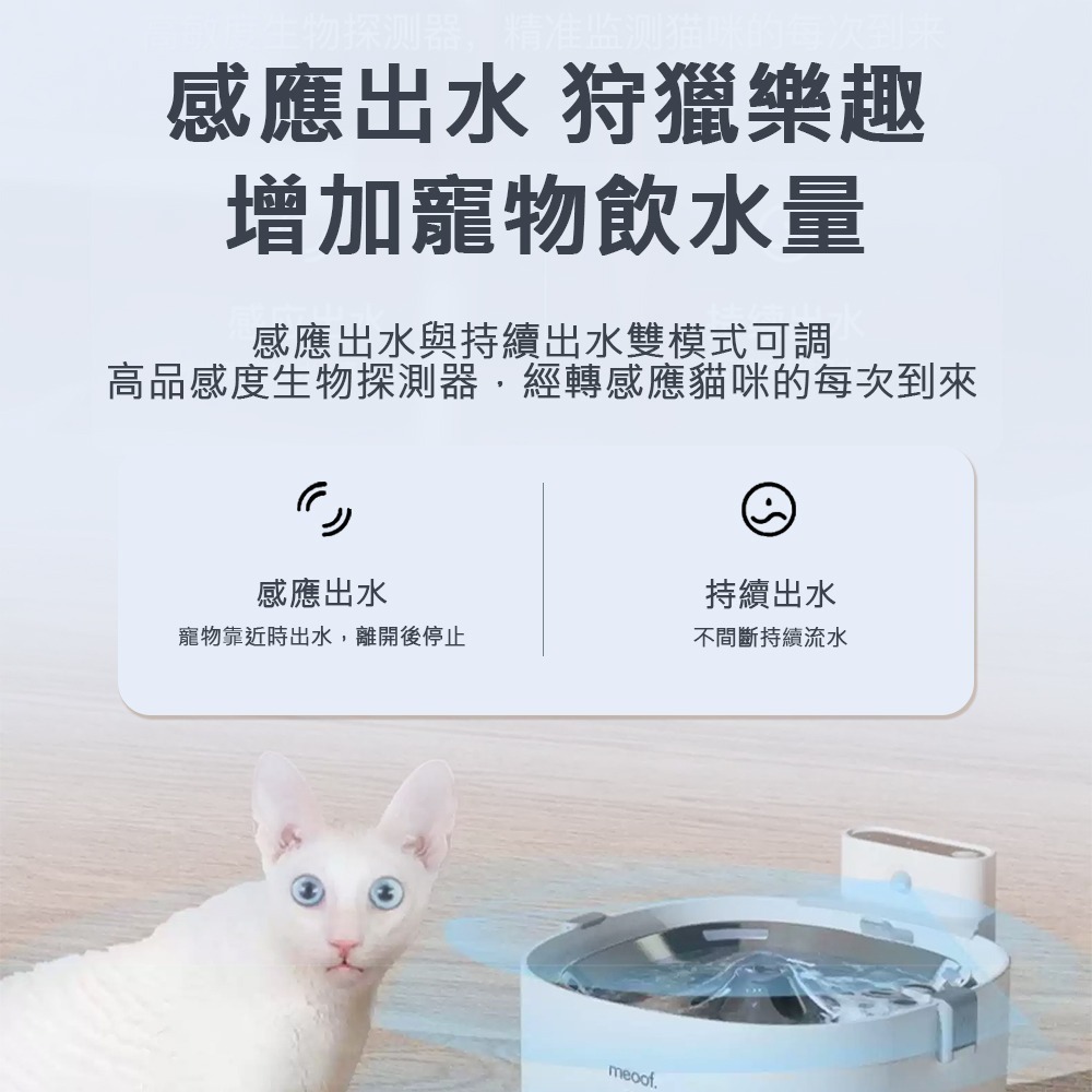 【限時購】meoof｜寵物無線感應飲水機 電池版 (內含濾芯1入)-細節圖4