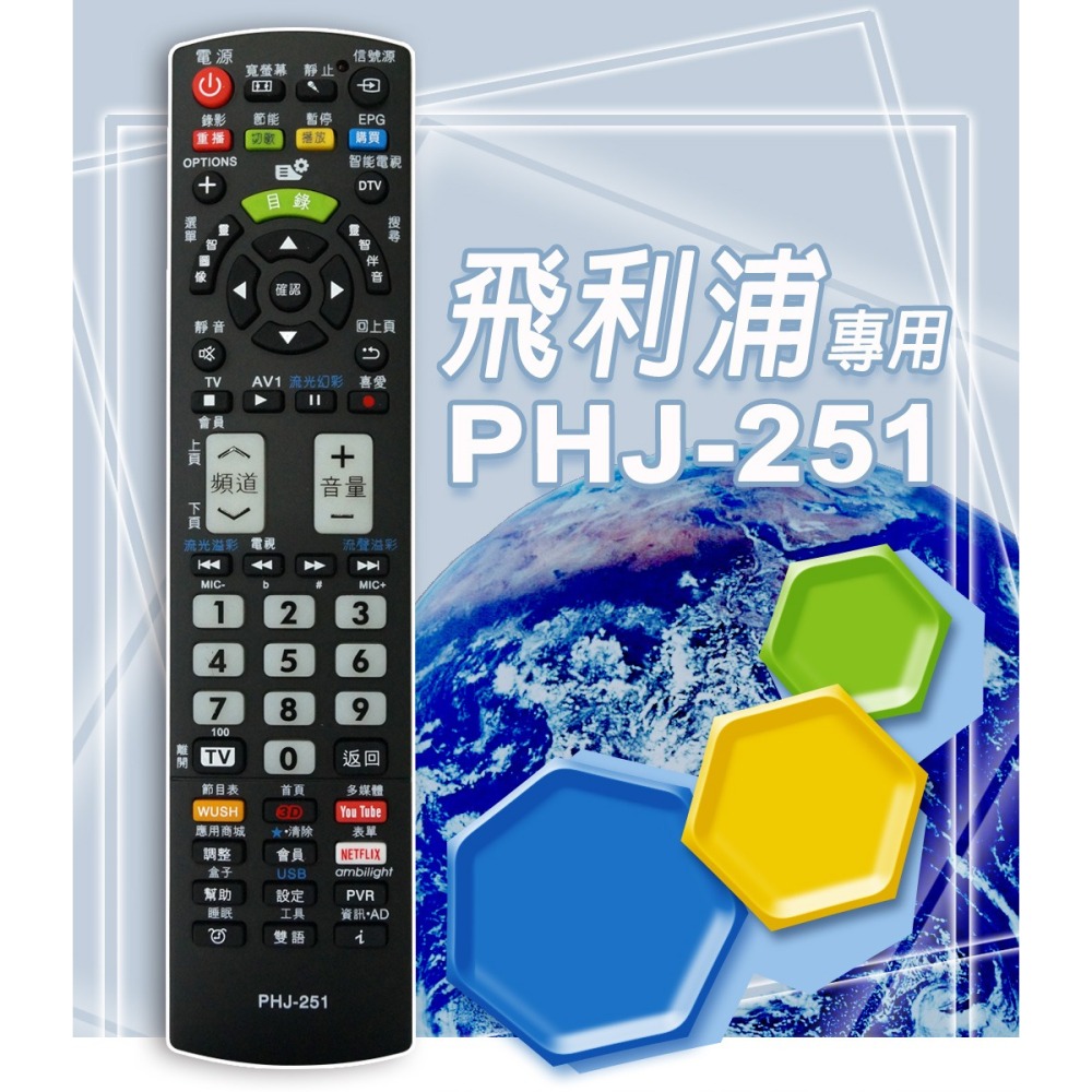 【遙控天王】＃PHJ-251 液晶/電漿/LED全系列電視遙控器(適用PHILIPS飛利浦/JVC/HITACHI日立-細節圖2