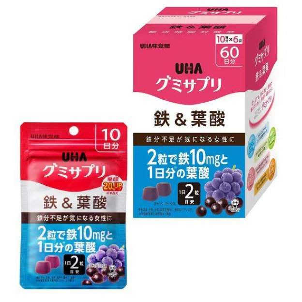 富士菓舖 🔥衝評價超低價 UHA味覺糖 鐵＆葉酸 補充軟糖（巴西綜合野莓口味） 箱60日份/袋裝20日份-細節圖8