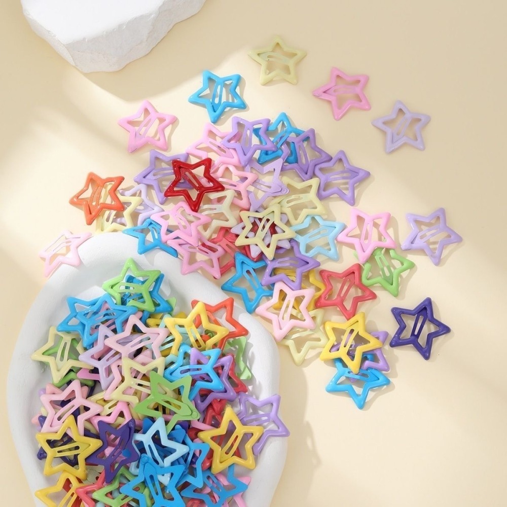 寶貝童裝🍭台灣現貨 高雄出🍭彩色多巴胺星星髮夾-50入-細節圖2