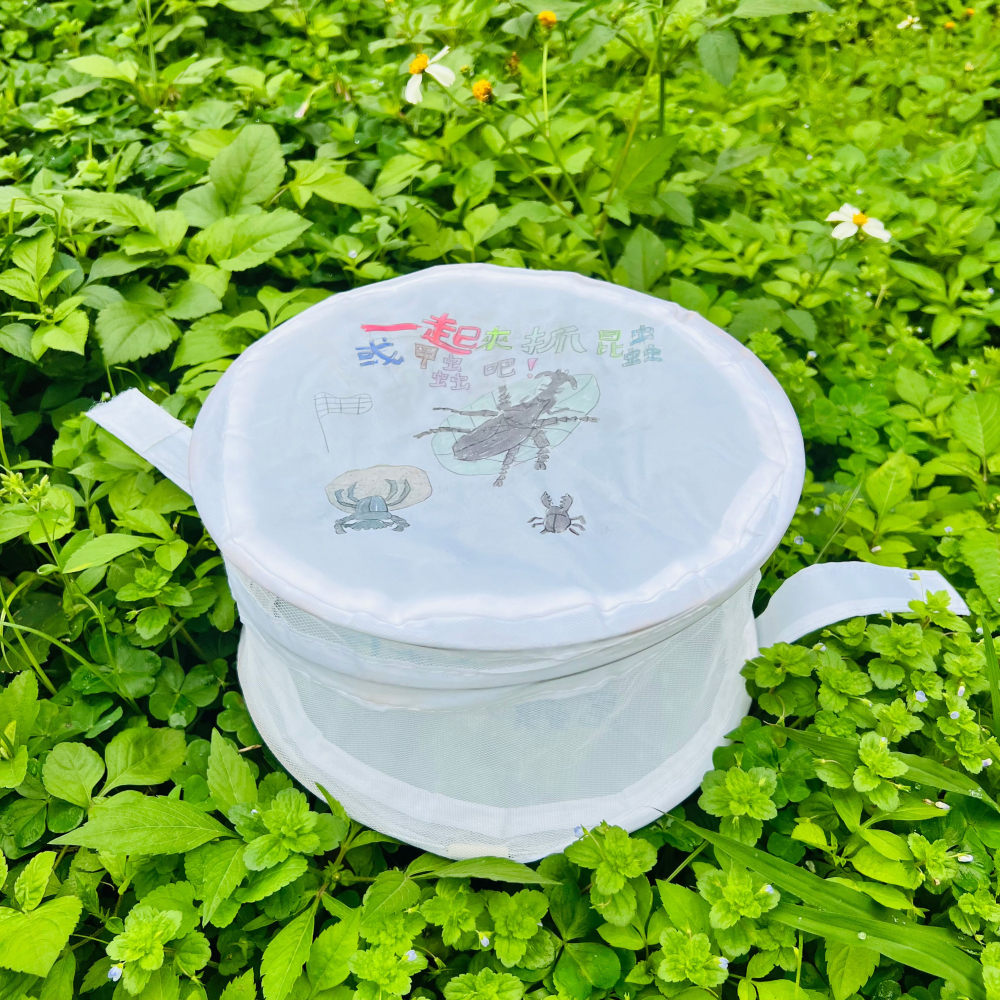 SOAK 昆蟲飼養箱 網籠 昆蟲網籠 昆蟲觀察盒 昆蟲箱 昆蟲盒 竹節蟲 毛毛蟲 昆蟲網籠24cm直徑可塗鴉-細節圖2