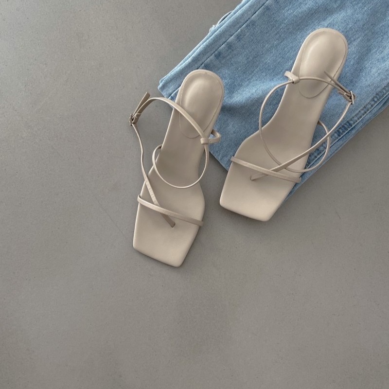 A913 韓國 方頭 多線 細跟 繫帶 高跟鞋涼鞋 實拍｜正韓韓國代購｜OIOI KOREA｜9936-細節圖4