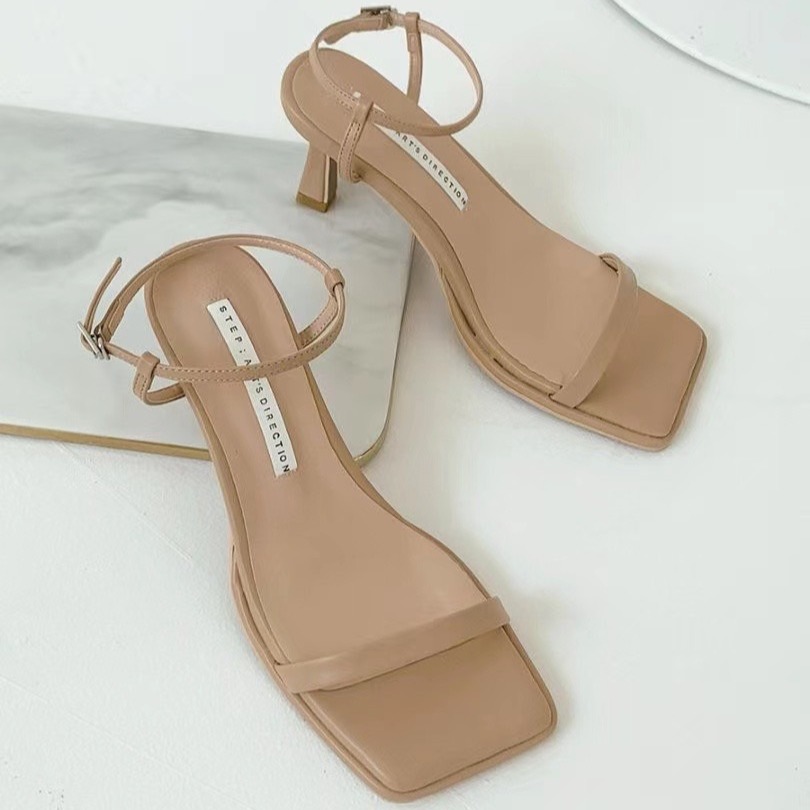 C010 百搭款7cm ｜正韓韓國代購｜韓國 方頭 一字帶 繫帶 細跟 高跟鞋 涼鞋｜東大門空運｜1732-細節圖2