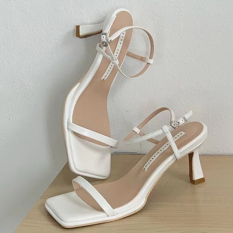 C010 百搭款7cm ｜正韓韓國代購｜韓國 方頭 一字帶 繫帶 細跟 高跟鞋 涼鞋｜東大門空運｜1732-細節圖4