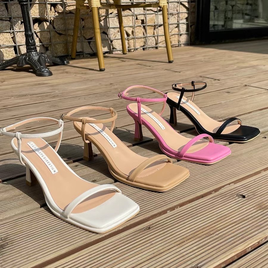 C010 百搭款7cm ｜正韓韓國代購｜韓國 方頭 一字帶 繫帶 細跟 高跟鞋 涼鞋｜東大門空運｜1732-細節圖6