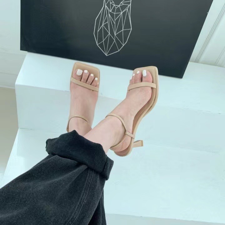 C010 百搭款7cm ｜正韓韓國代購｜韓國 方頭 一字帶 繫帶 細跟 高跟鞋 涼鞋｜東大門空運｜1732-細節圖9