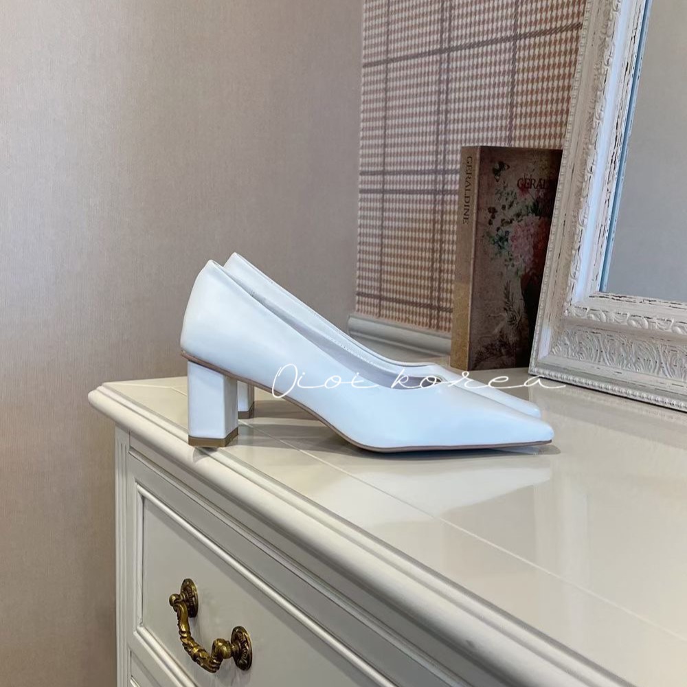 A991 尖頭 粗跟 ｜正韓韓國代購｜包鞋 牛仔 丹寧 上班 跟鞋 creat款 ｜東大門空運｜實拍 高跟鞋 女鞋-細節圖5