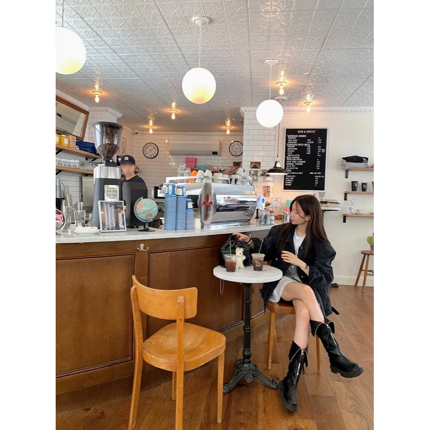 C145 好看銀扣🔥🔥 ｜正韓韓國代購｜雙帶 寬筒 短靴 中筒靴 中靴 小厚底｜東大門空運｜機車靴-細節圖3