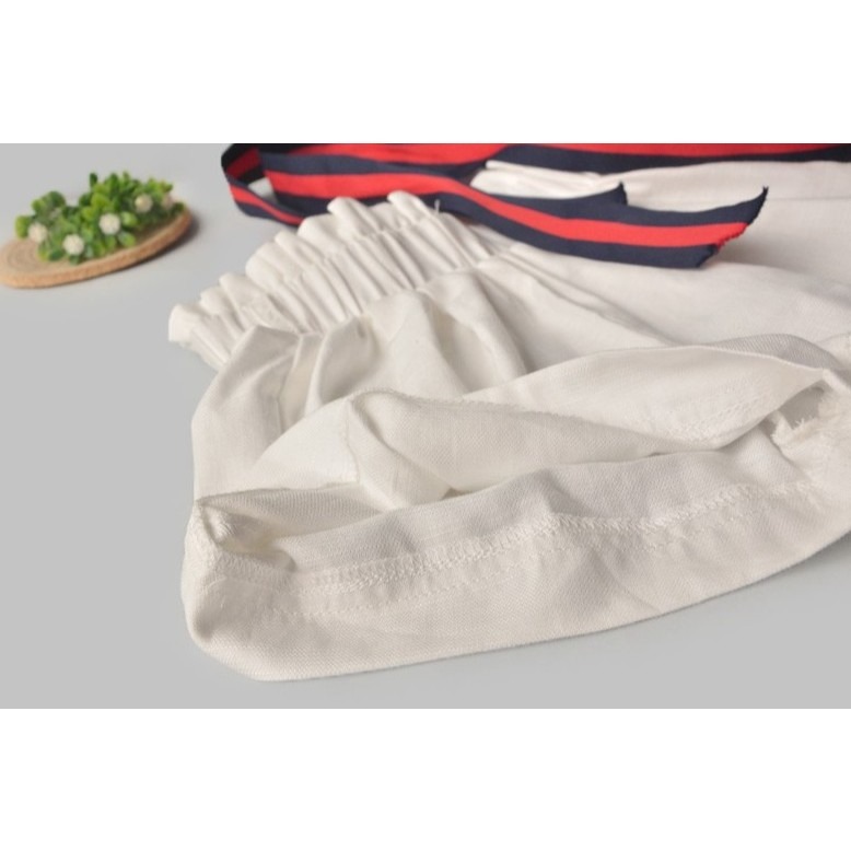 現貨 女童白色短褲闊腿褲花苞褲 + 腰帶 薄款 棉麻短褲  透氣-細節圖3