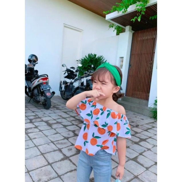 現貨 女童可露肩吉橘子翻領短袖上衣TEE 女童裝 TEE 童裝-細節圖4