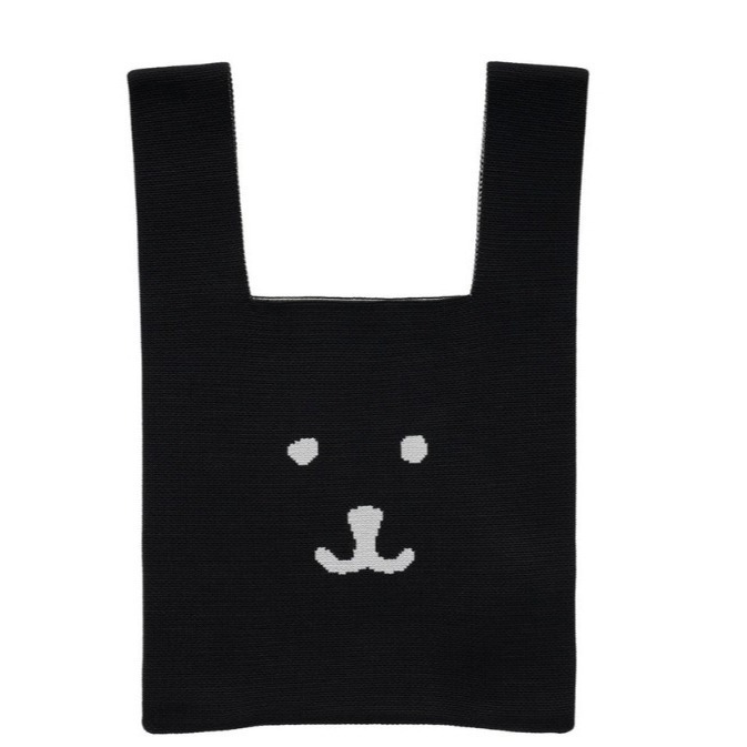 吉伊卡哇 NAGANO 自嘲熊 Nagano Characters 彩色針織包 (黑色) 活動式肩帶 揹帶-細節圖3