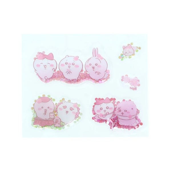 正版 日本帶回 Chiikawa 吉伊卡哇 吉伊卡哇 軟糯搖搖貼紙 (Sakura Pink·櫻花) 古本 花仙子-細節圖2
