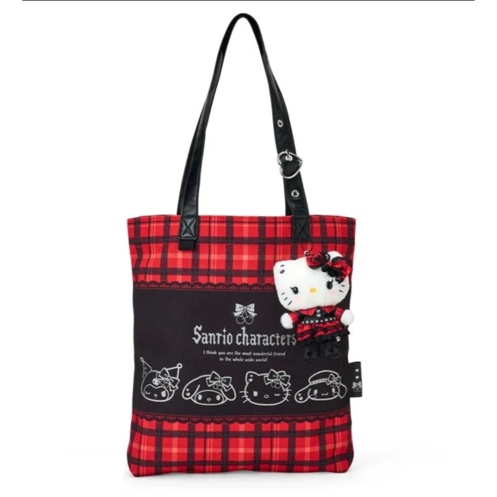 日本購回 HELLO KITTY造型玩偶吊鍊(甜蜜搖滾格紋) 龐克 蕾絲-細節圖4