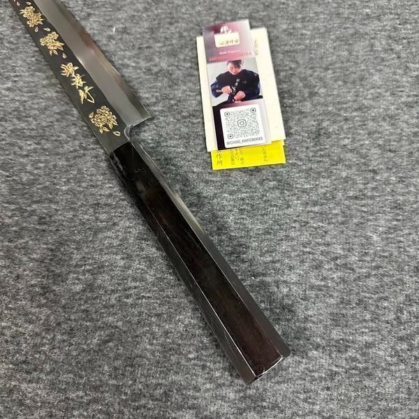 台中菜刀王 日本堺孝行 夜櫻 白二鋼 黑打 本霞 柳刃300mm-細節圖3