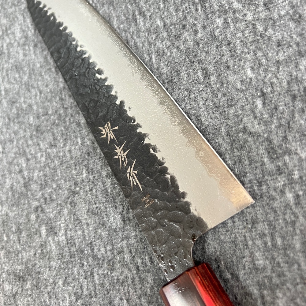 台中菜刀王 堺孝行 青紙SUPER 黑打 槌目 主廚刀 牛刀 240mm-細節圖4