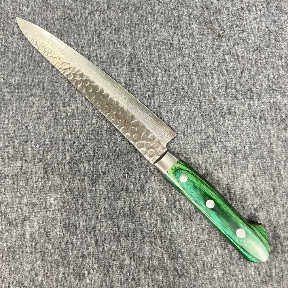 台中菜刀王 堺孝行 VG10 17層大馬士革紋 筋引 240mm 合成木（綠色） 握把～-細節圖2