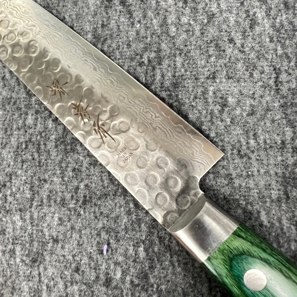 台中菜刀王 堺孝行 VG10 17層大馬士革紋 筋引 240mm 合成木（綠色） 握把～-細節圖3