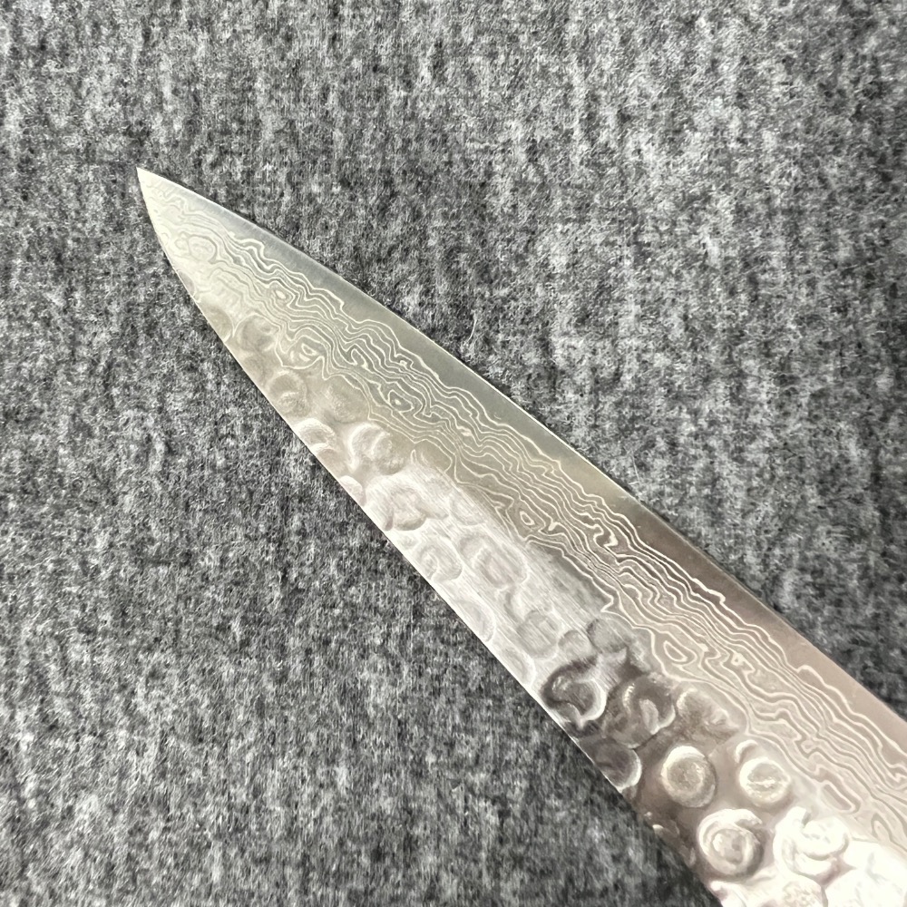 台中菜刀王 堺 孝行 AUS10 45層大馬士革紋 筋引 240mm 木蘭握把～-細節圖4