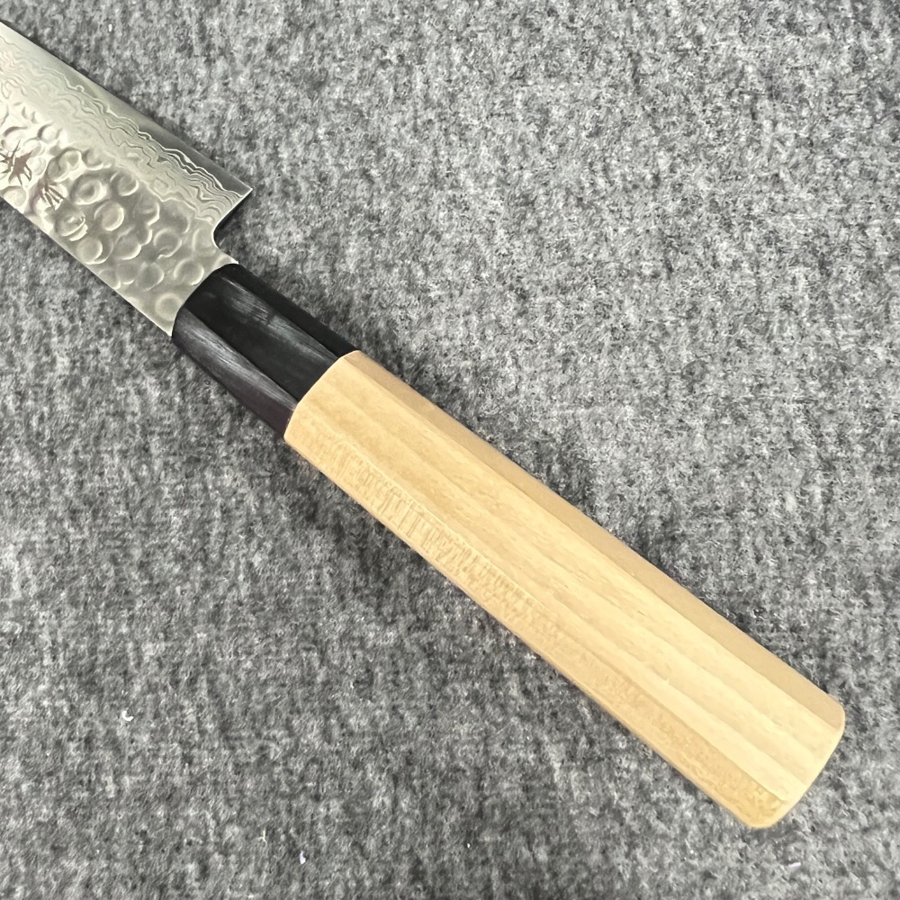 台中菜刀王 堺 孝行 AUS10 45層大馬士革紋 筋引 240mm 木蘭握把～-細節圖5