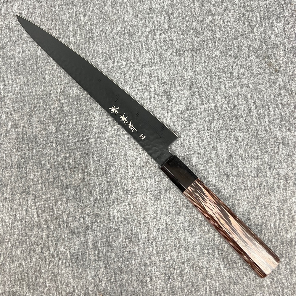 台中菜刀王 堺孝行 黑影 VG10 鎚目 鐵氟龍塗層 筋引 240mm 雞翅木握把～-細節圖2