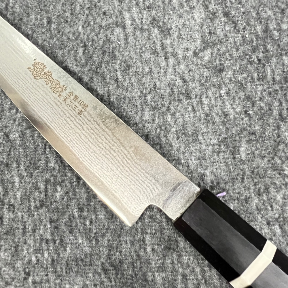 台中菜刀王 水牛黑檀八角 大馬士革鋼 筋引240mm～-細節圖3