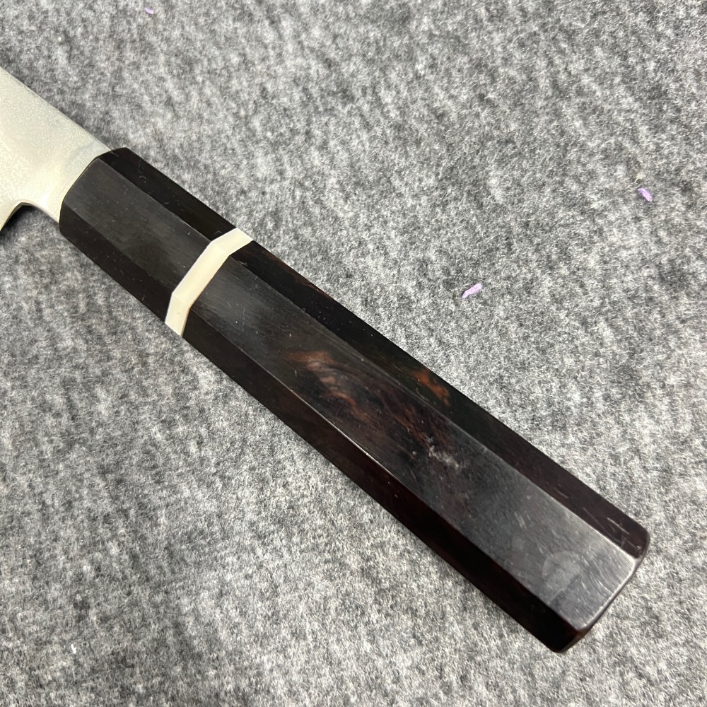台中菜刀王 水牛黑檀八角 大馬士革鋼 筋引240mm～-細節圖6