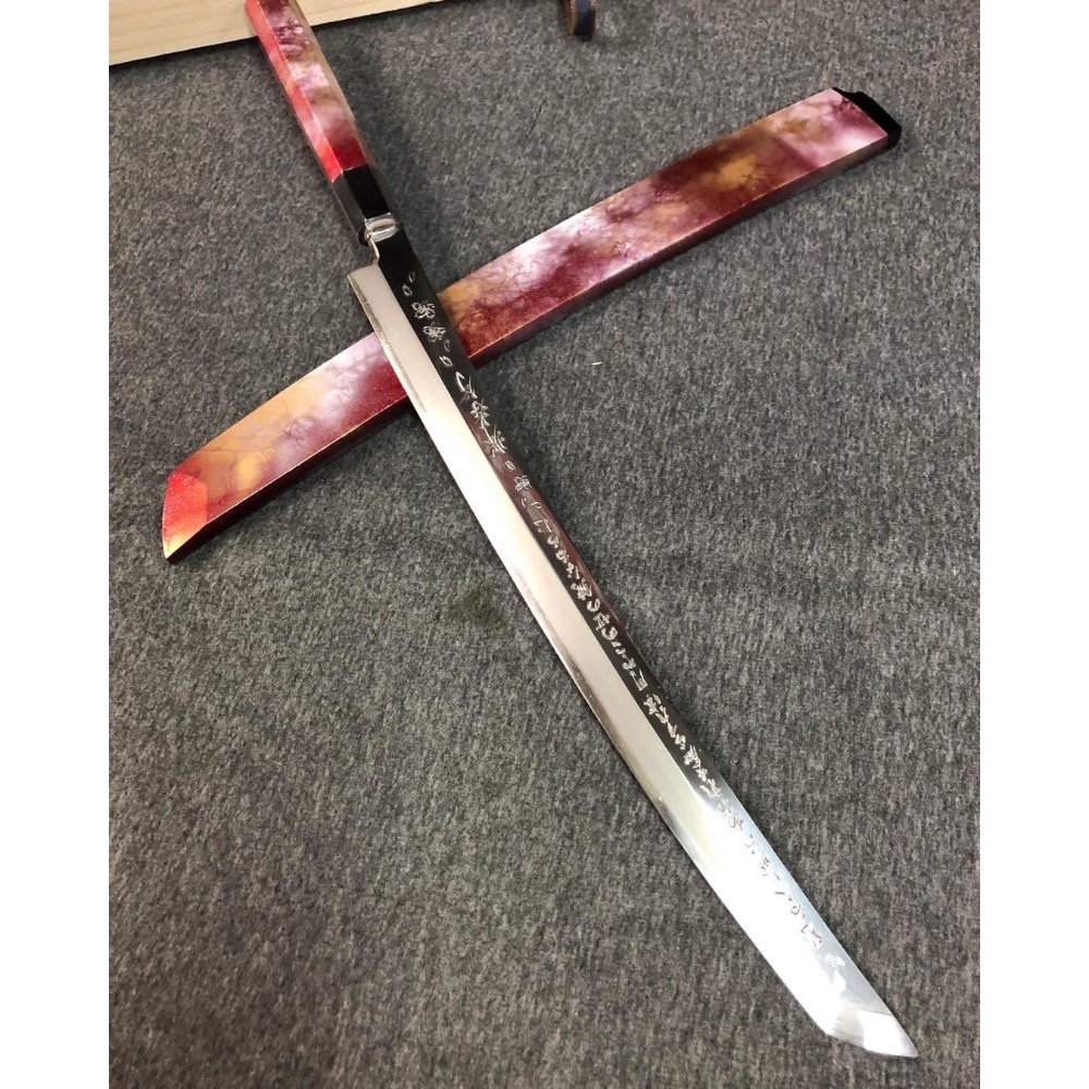 堺 孝行 凛華 銀三鋼 鏡面處理 先丸蛸引 390mm  漆塗握柄 附刀鞘-細節圖2