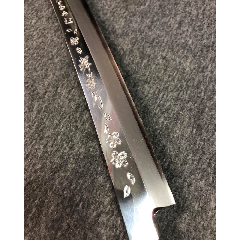 堺 孝行 凛華 銀三鋼 鏡面處理 先丸蛸引 390mm  漆塗握柄 附刀鞘-細節圖4