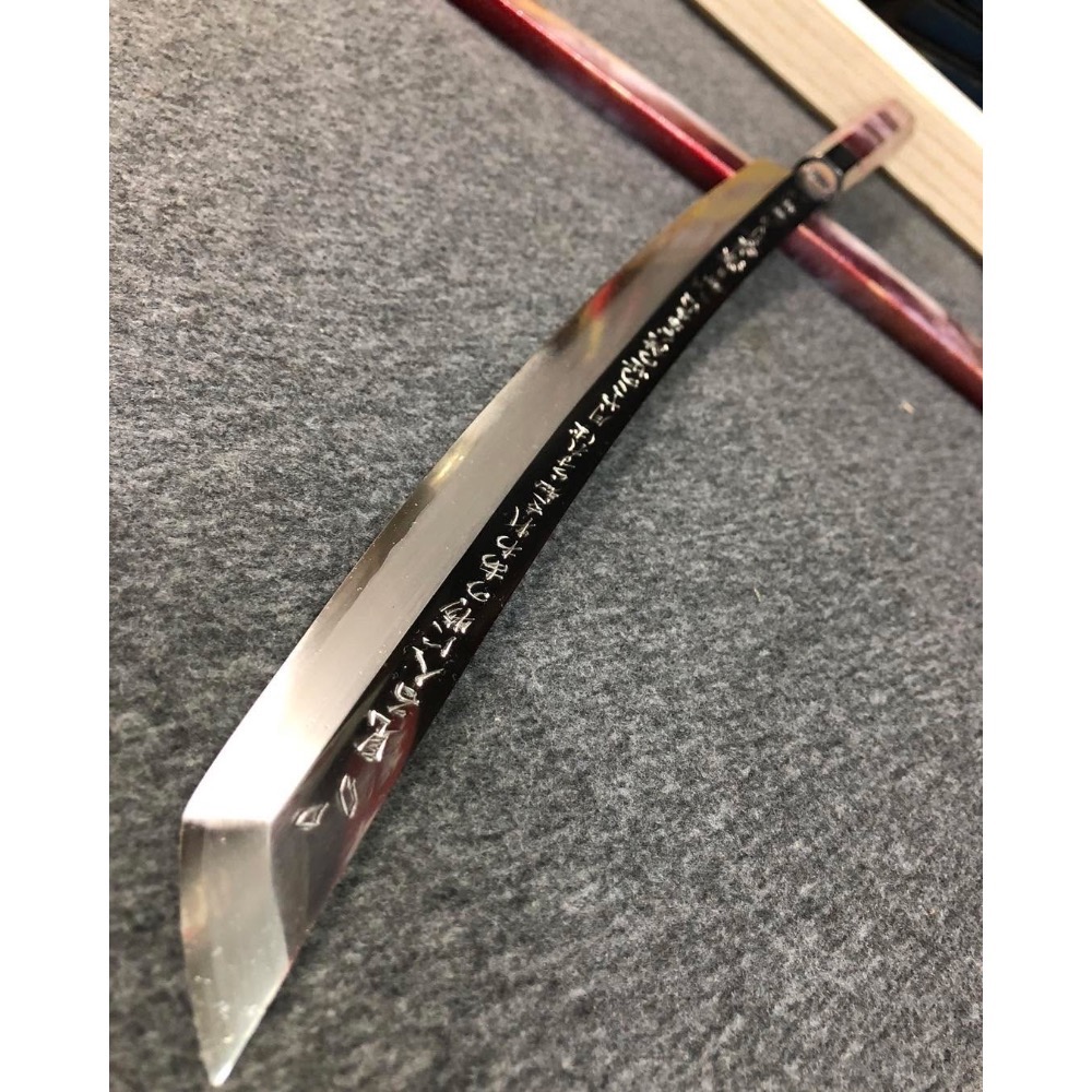 堺 孝行 凛華 銀三鋼 鏡面處理 先丸蛸引 390mm  漆塗握柄 附刀鞘-細節圖5