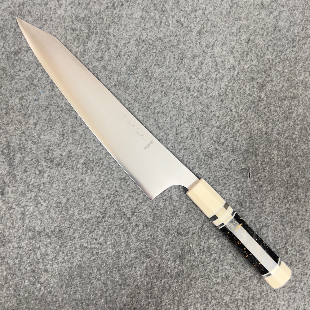 台中菜刀王 秦儀作 DP 日本武生 VG-10 W劍型牛刀 240mm-細節圖3