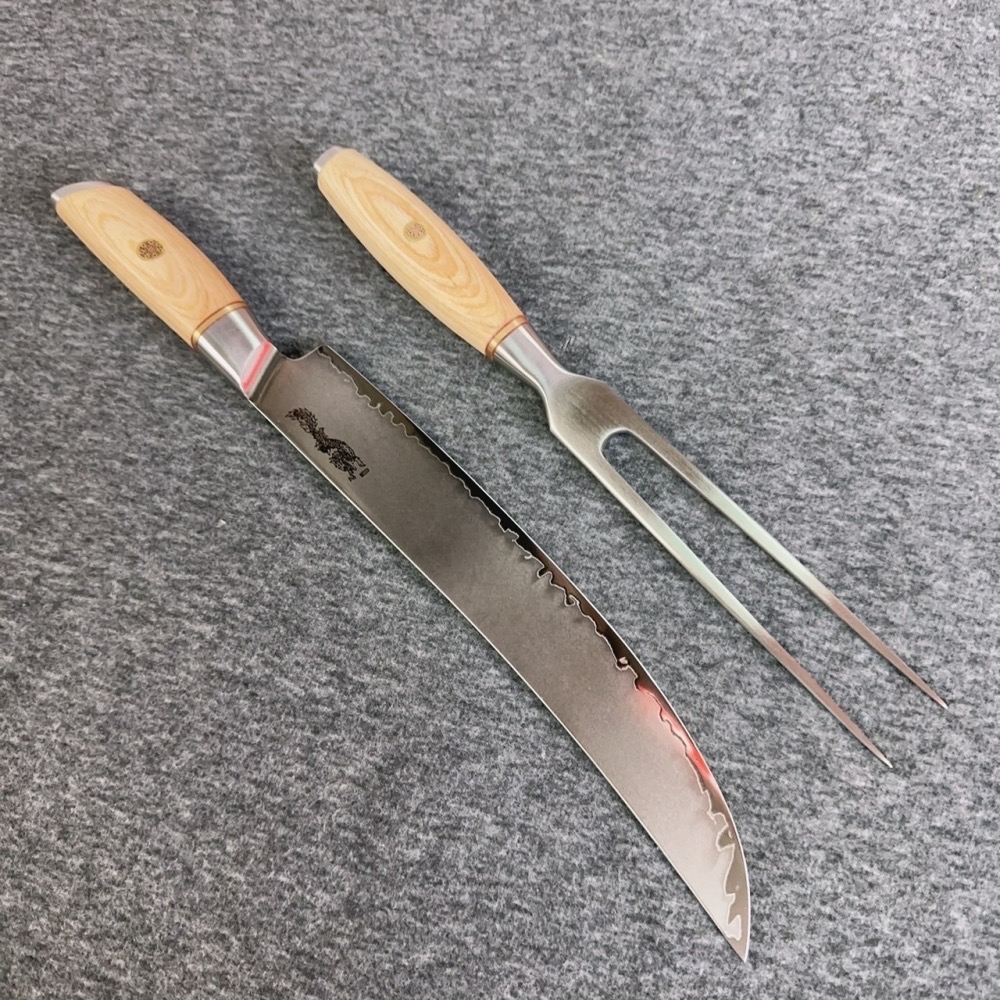 台中 菜刀王出品 鐵板刀叉組-彩柄（寬版）-細節圖3