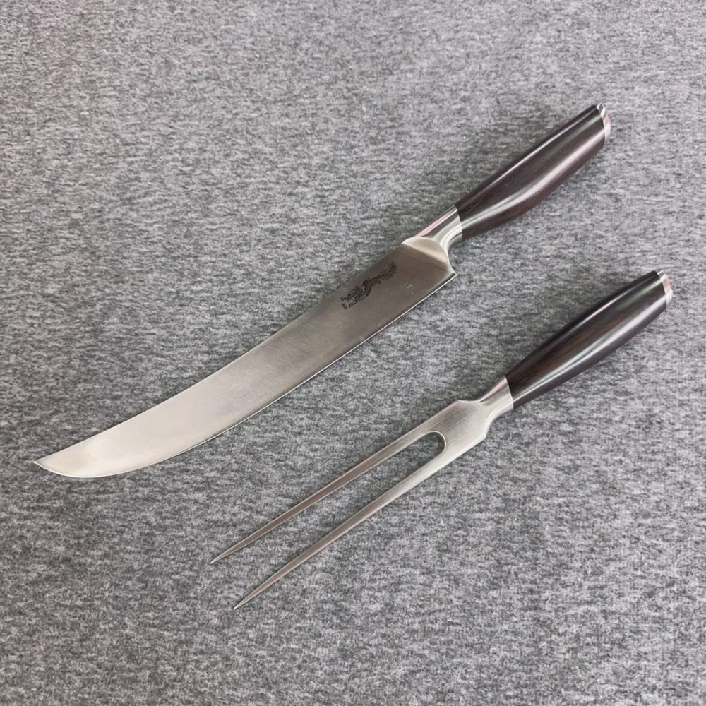 台中菜刀王出品 鐵板刀叉組 黑檀木（寬版）-細節圖3