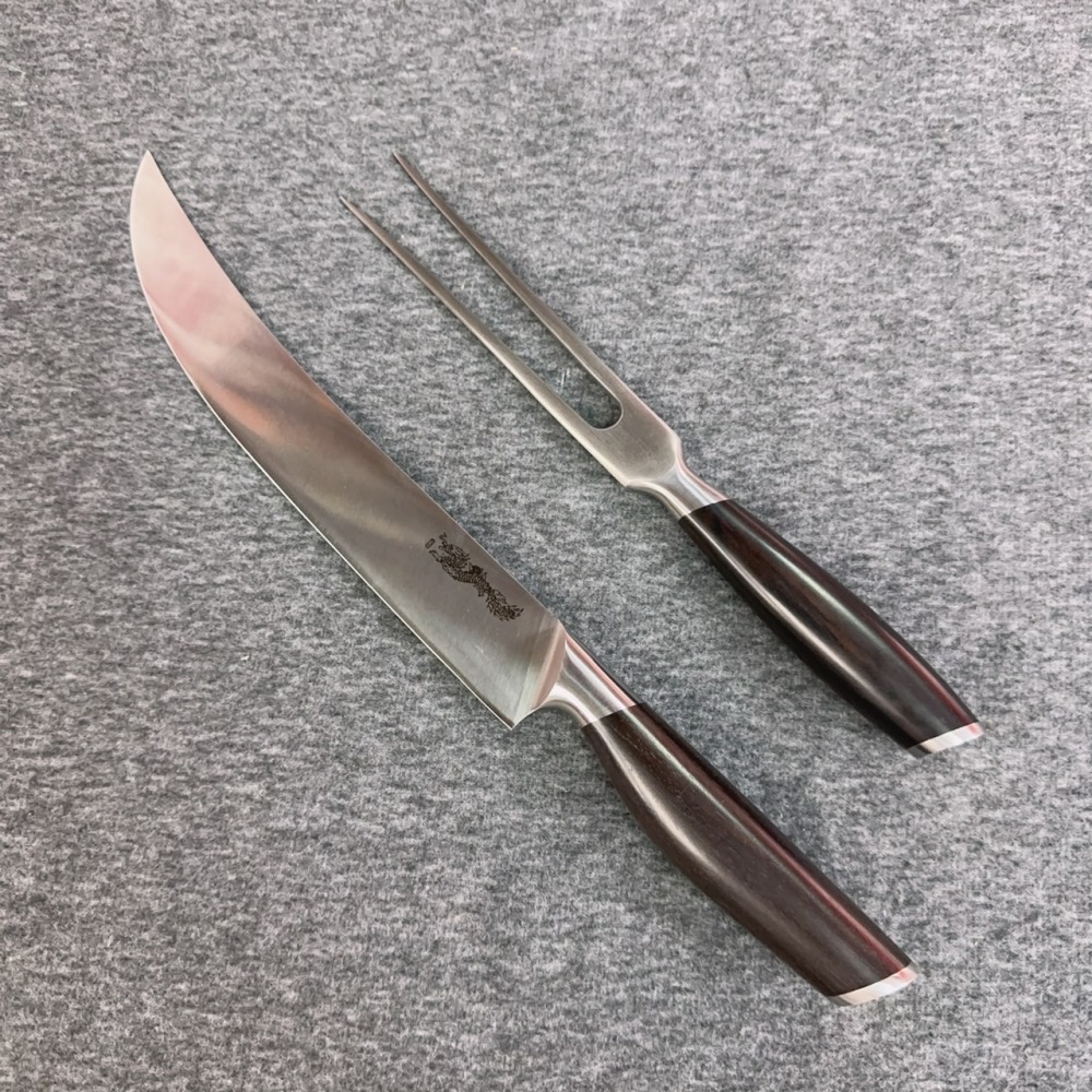 台中菜刀王出品 鐵板刀叉組 黑檀木（寬版）-規格圖5